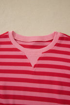 Stripe Puff Sleeve T-Shirt & Drawstring Shorts Set