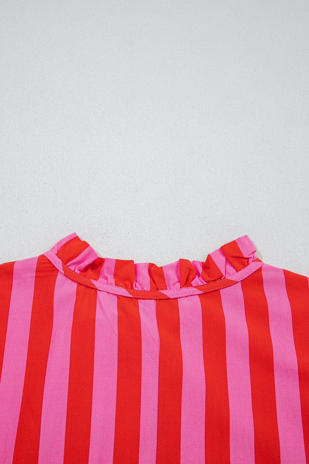 Stripe Half-Button Puff Sleeve Mini Dress
