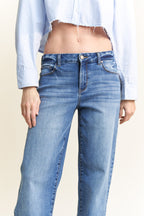 Mid Waist Loose Straight Jeans
