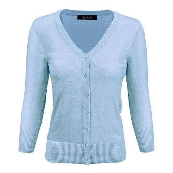 V-Neck Button Down Knit Cardigan Sweater - VacationGrabs