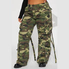 Womens Camo Cargo Pants - Olive/Combo - VacationGrabs