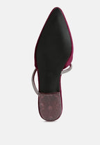 Turnon Velvet Diamante Detail Flat Mules