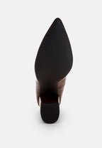 Zhuri Faux Leather Solid Block Heel Pumps