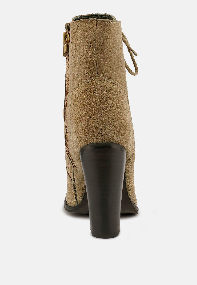 Goose-Feather Antique High Heeled Ankle Boot