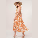 And The Why Tie Shoulder Smocked Midi Tiered Dress - VacationGrabs