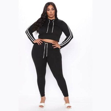 Womens 2 Piece Yoga Track Set in Black - VacationGrabs