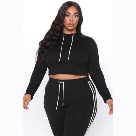Womens 2 Piece Yoga Track Set in Black - VacationGrabs