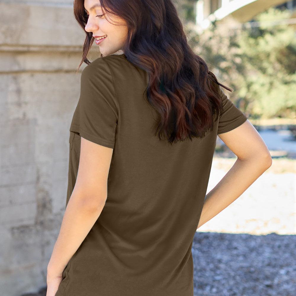 Women's Shirts Basic Bae Full Size V-Neck Short Sleeve T-Shirt