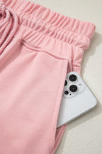 Solid Tee & Wide Leg Raw Hem Pants Set