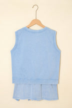 Mineral Wash Tank Top and Lined Split Skirt Set