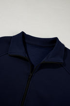 Solid Zip-Up Jacket and Drawstring Pants Set