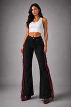 Texas Sun Bell Bottom Jean Black/Burgundy