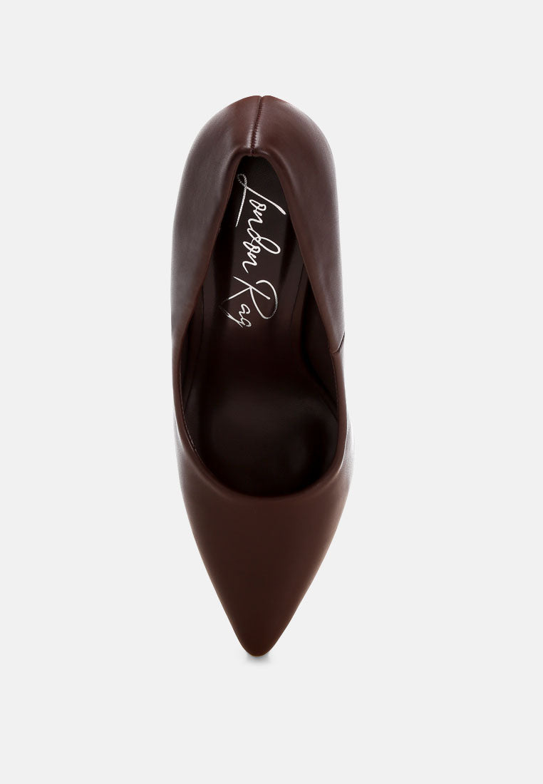 Zhuri Faux Leather Solid Block Heel Pumps