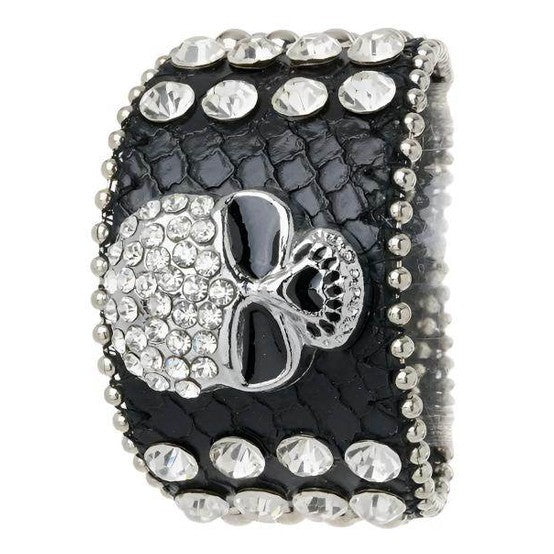 Crystal Skull Leather Bracelet - VacationGrabs
