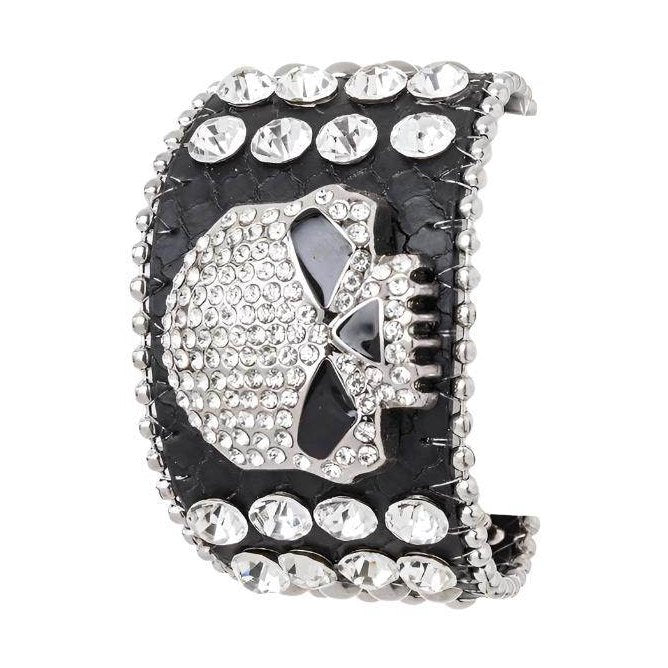Crystal Skull Leather Bracelet - VacationGrabs