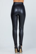 Women's Pants - LeggingsHigh waist PU leather leggings - VacationGrabs