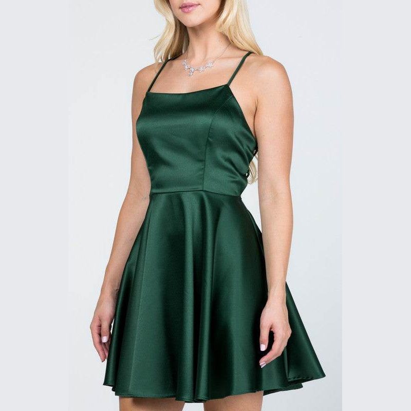 Satin Crisscross Back Cocktail Party Dress - VacationGrabs