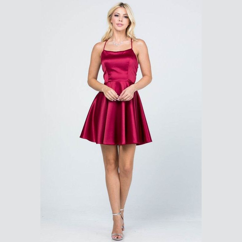 Satin Crisscross Back Cocktail Party Dress - VacationGrabs