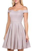 Women's DressesOff The Shoulder Skater Dress Jaquard - VacationGrabs