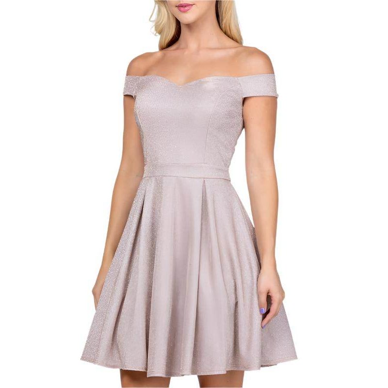 Off The Shoulder Skater Dress Jaquard - VacationGrabs