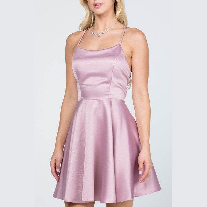Satin Crisscross Back Cocktail Party Dress - VacationGrabs