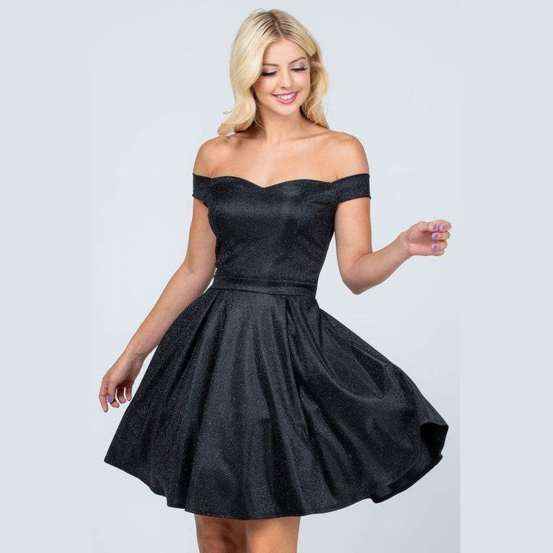 Off The Shoulder Skater Dress Jaquard - VacationGrabs