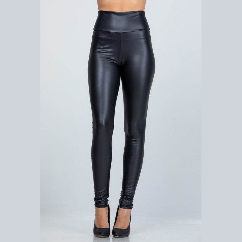 High waist PU leather leggings - VacationGrabs