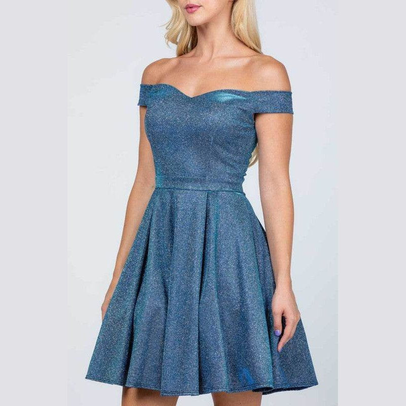 Off The Shoulder Skater Dress Jaquard - VacationGrabs