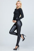 Women's Pants - LeggingsHigh waist PU leather leggings - VacationGrabs