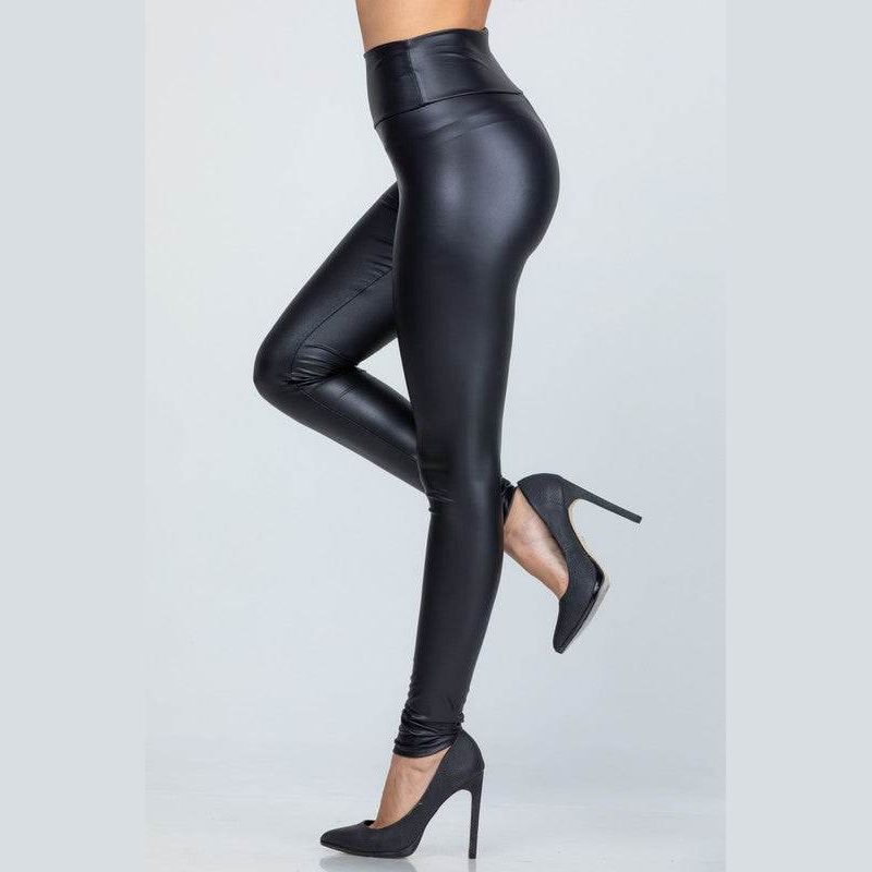 High waist PU leather leggings - VacationGrabs