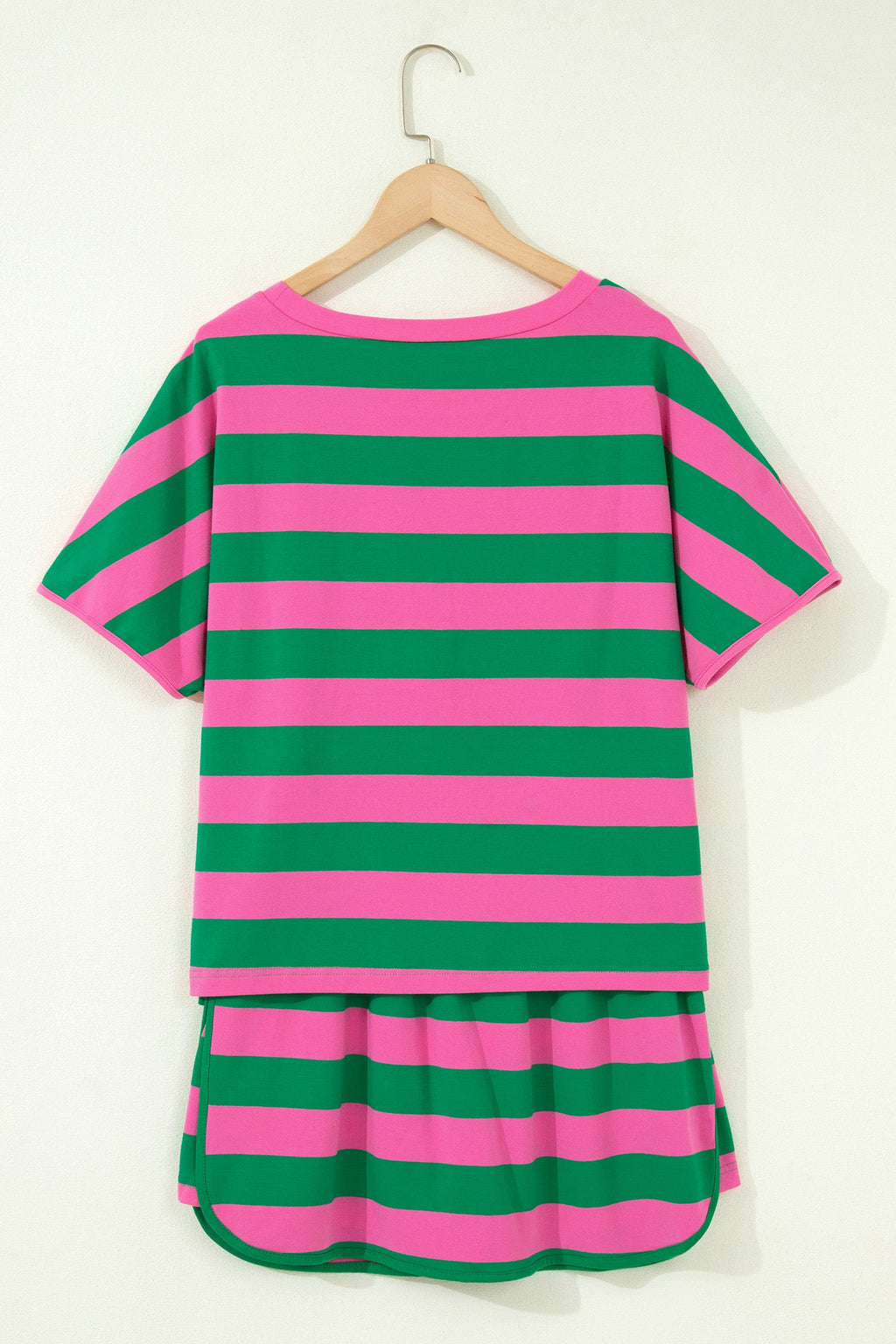 Stripe Dolman Tee & Drawstring Skort Athletic Set