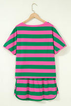 Stripe Dolman Tee & Drawstring Skort Athletic Set
