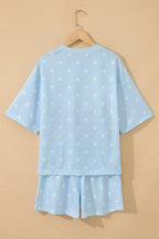 Polka Dot Loose Tee & Drawstring Shorts Set