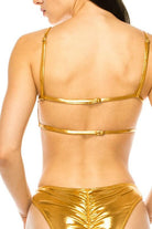 Women's Swimwear - 2PC Bandeau Top Two Piece Metallic Bikini