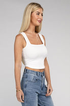 Women's Shirts - Cropped TopsCotton Square Neck Cropped Cami Top - VacationGrabs