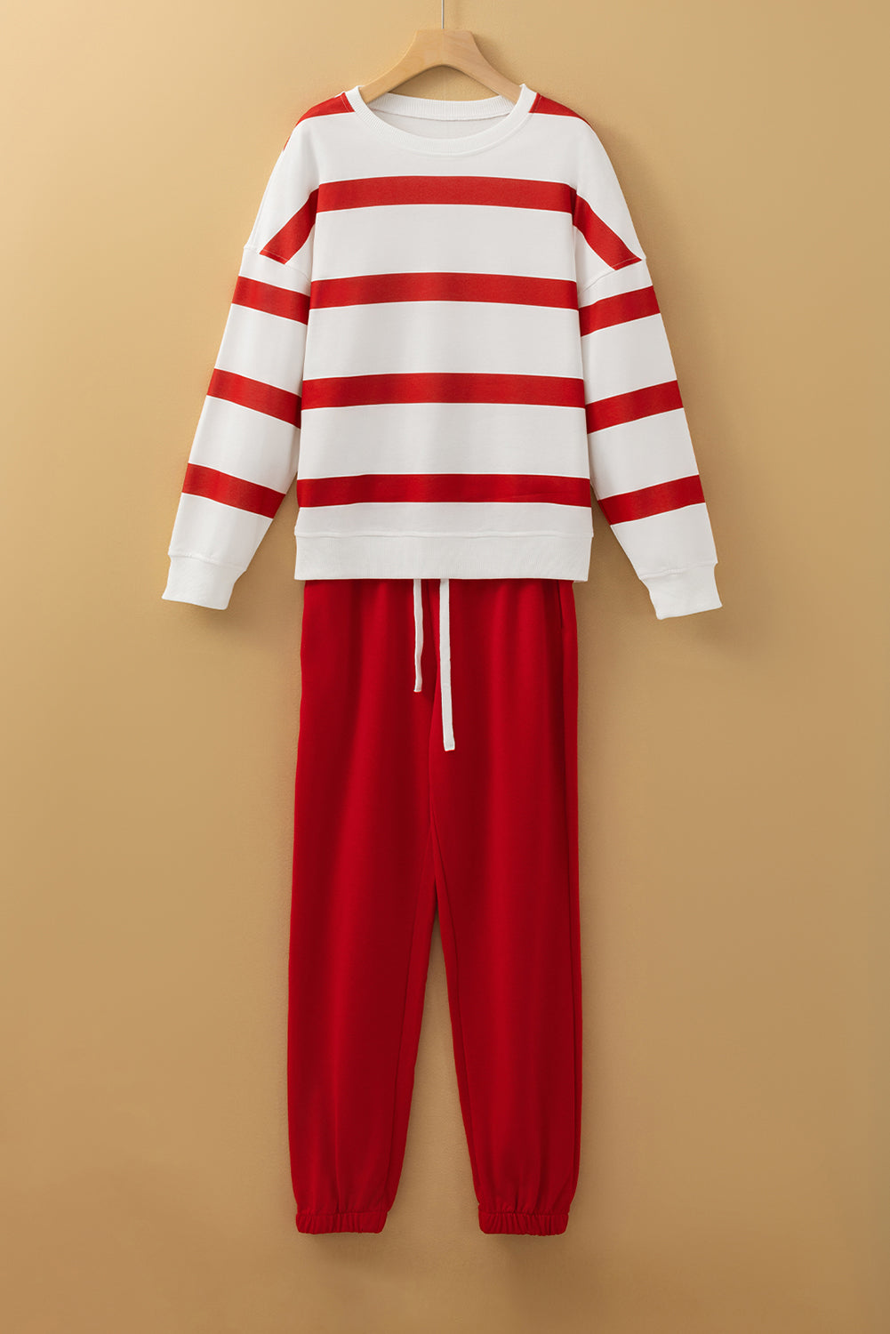 Stripe Drop Shoulder Top and Jogger Pants Set