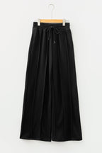 Solid Seam Drawstring Wide Leg Sweatpants