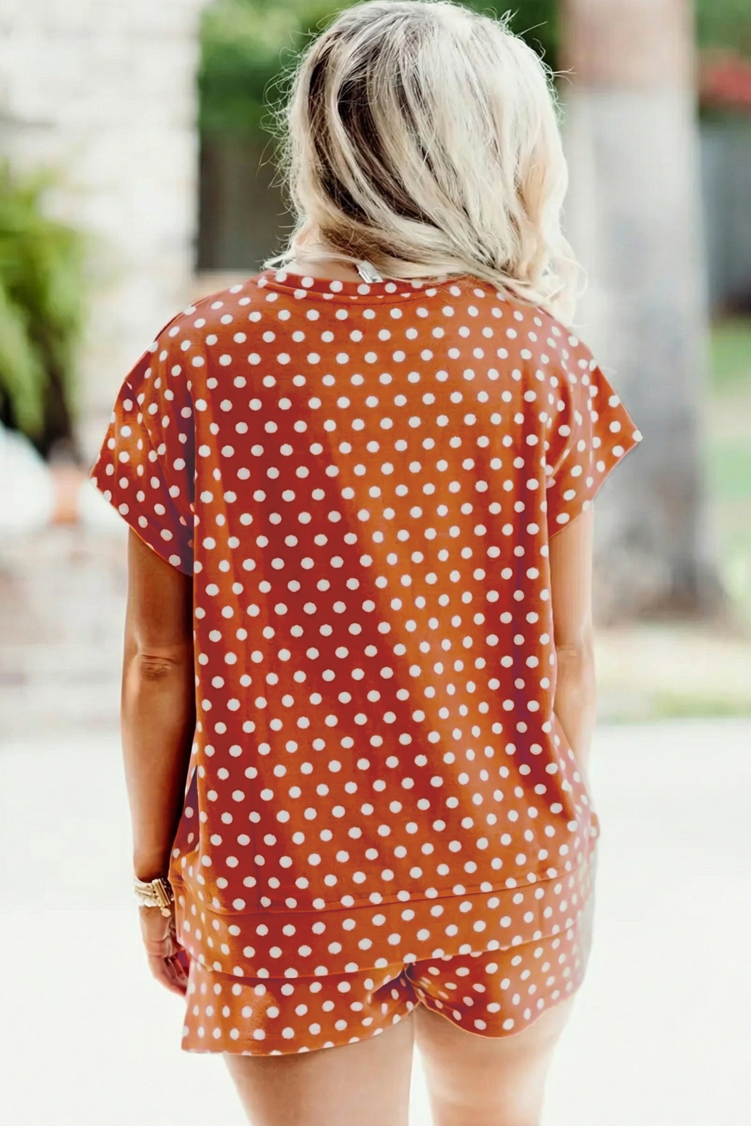 Plus Size Polka Dot Tee & Loose Shorts Set