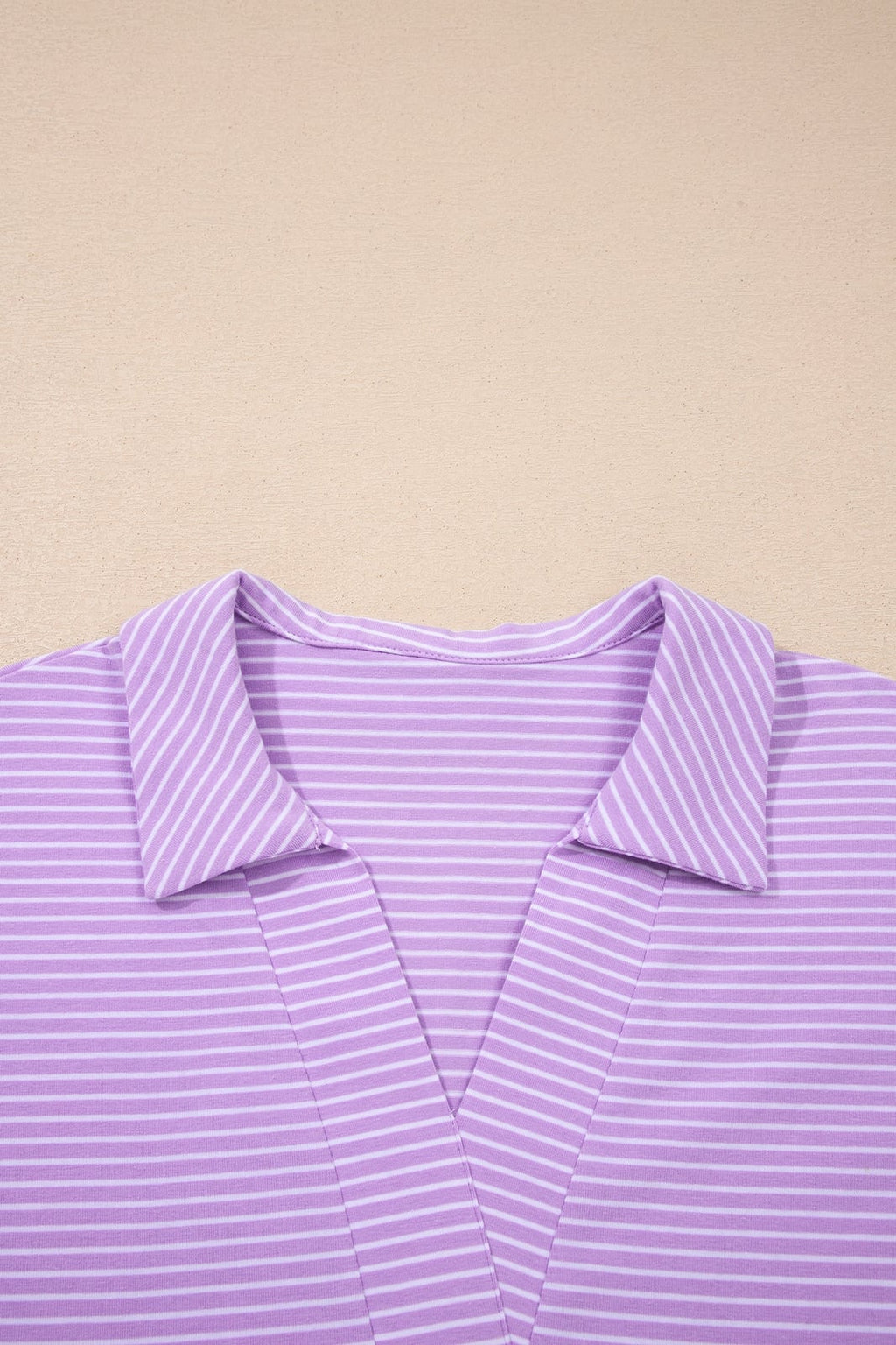 Stripe Dolman Sleeve Polo Shirt & Drawstring Shorts Set