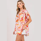 SAGE + FIG Abstract Print Half Button Blouse - VacationGrabs