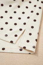 Polka Dot Waffle Knit Top and Pants Lounge Set
