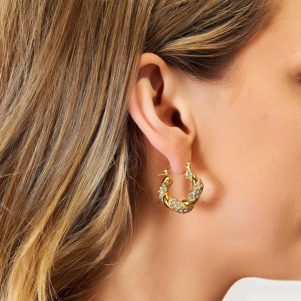 Women's Jewelry - Earrings Adored Rhinestone Twist Detail Hoop Earrings