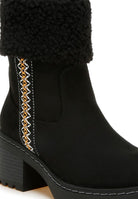 Women's Shoes - BootsWoolly Faux Fur & Embroidery Detail Boots - VacationGrabs