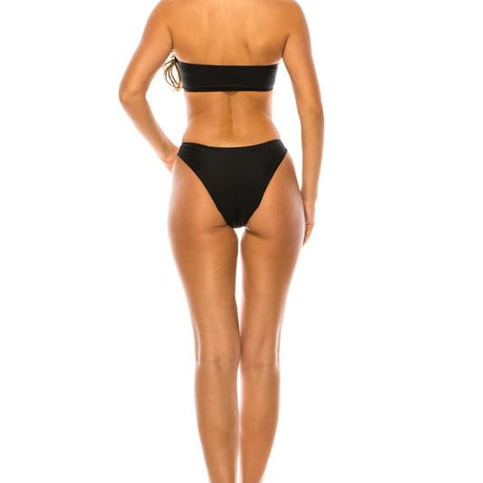 Women's Swimwear - 2PC Twisted Bandeau Top Two-Piece Bikini