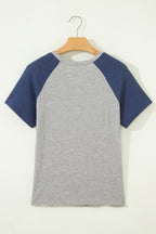 Floral Patchwork Colorblock Raglan Sleeve T-Shirt