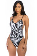 One-Piece Zebra Print Bathing Suit - VacationGrabs