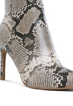 Rag Company textured stiletto heel ankle boots in stylish snake print pattern