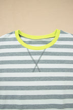 Stripe Contrast Ribbed Top and Shorts Set