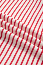 Stripe Quarter Zip Polo Collar T-Shirt Dress
