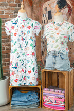 Western Flutter Sleeve Button-Down Mini Dress
